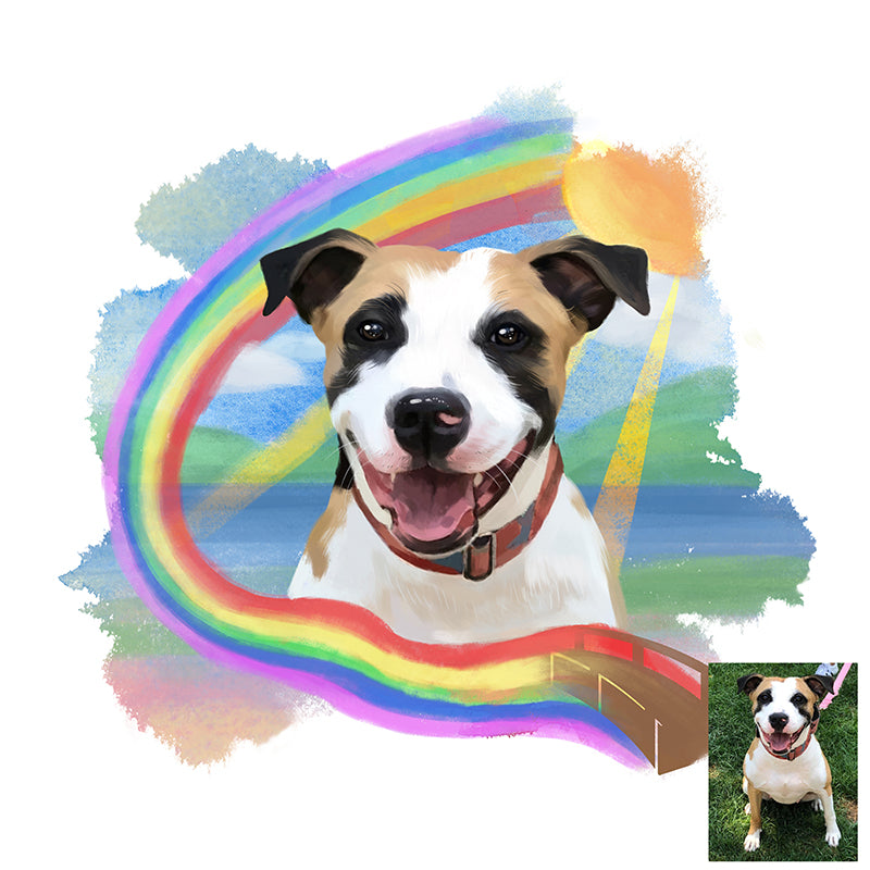 Dog Memorial Portrait With rainbow bridge
