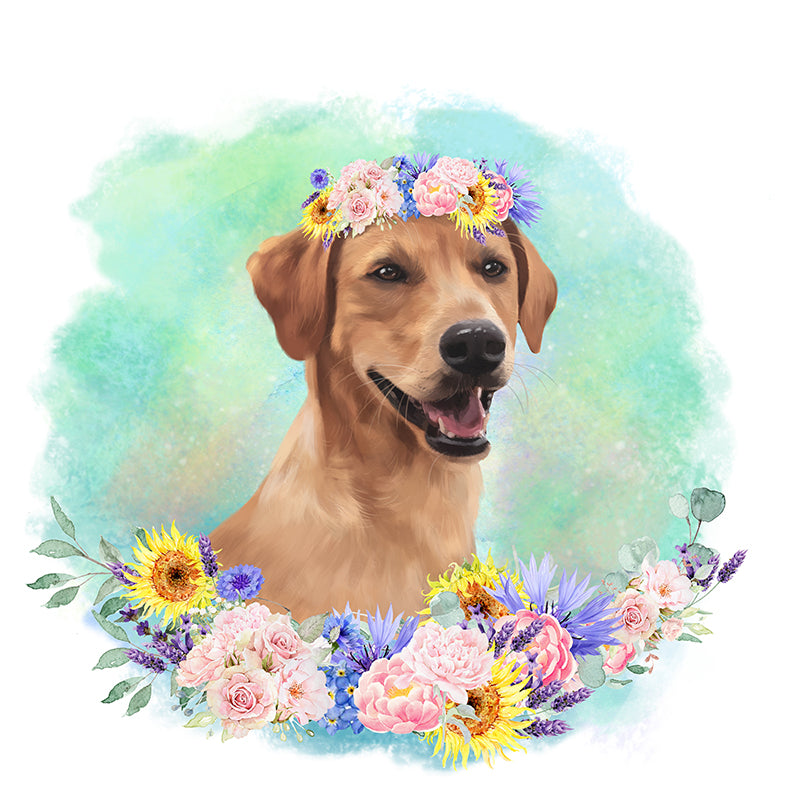 Pet Portrait With Flower Crown