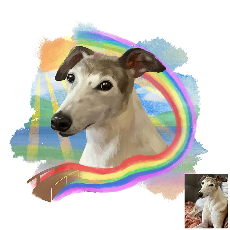 Dog Memorial Portrait With rainbow bridge