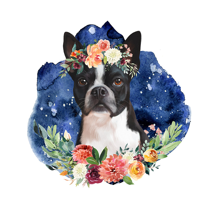 Pet Portrait With Flower Crown