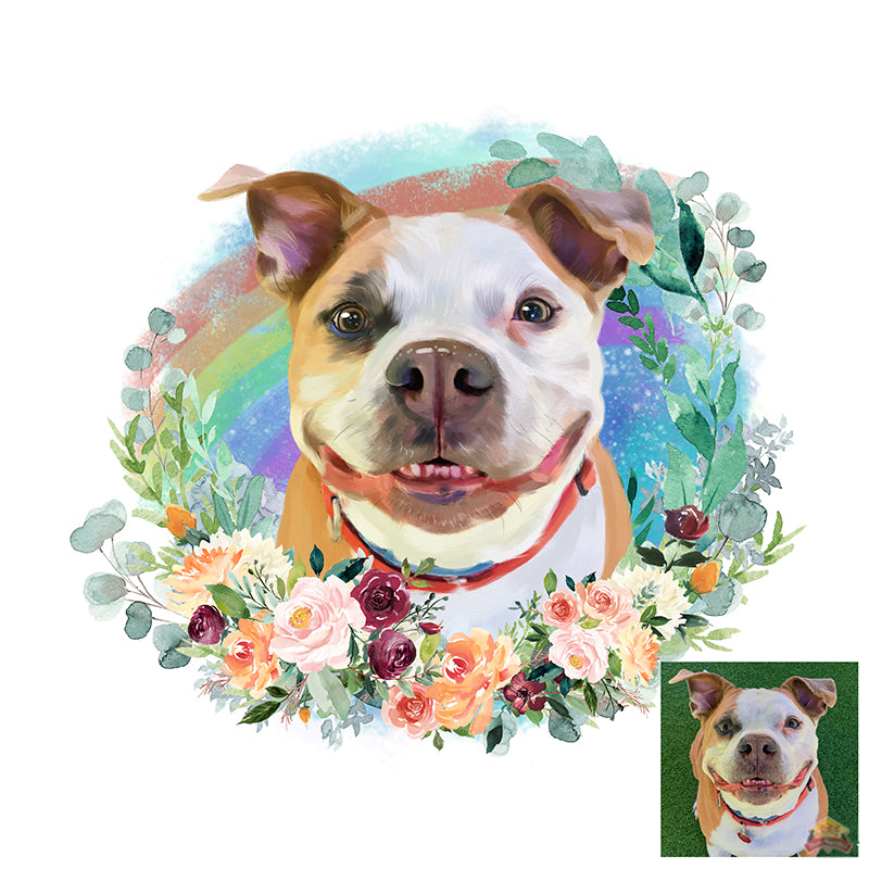 Dog Memorial Portrait With rainbow bridge