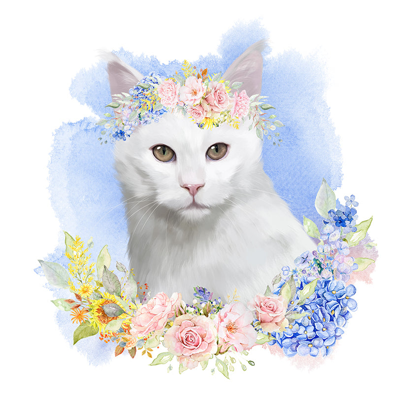 Pet Portrait With Flower Crown