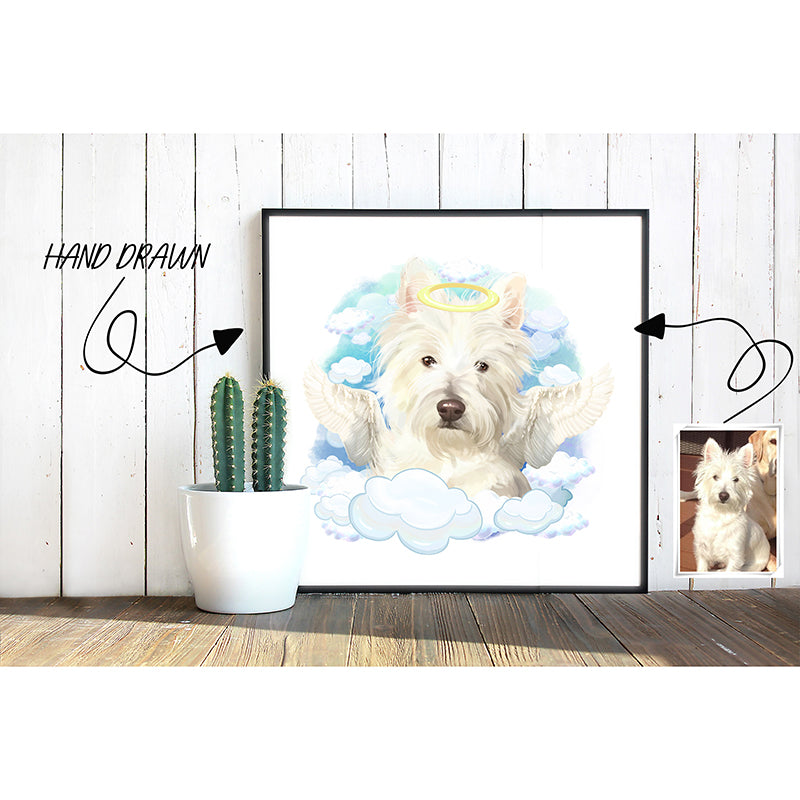 Pets With Wings And Halo Custom Pet Portrait